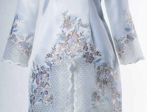 Tempahan Baju Pengantin Sulam Kerawang Bunga Lily dan Sakura Dengan Kerawang Pagar