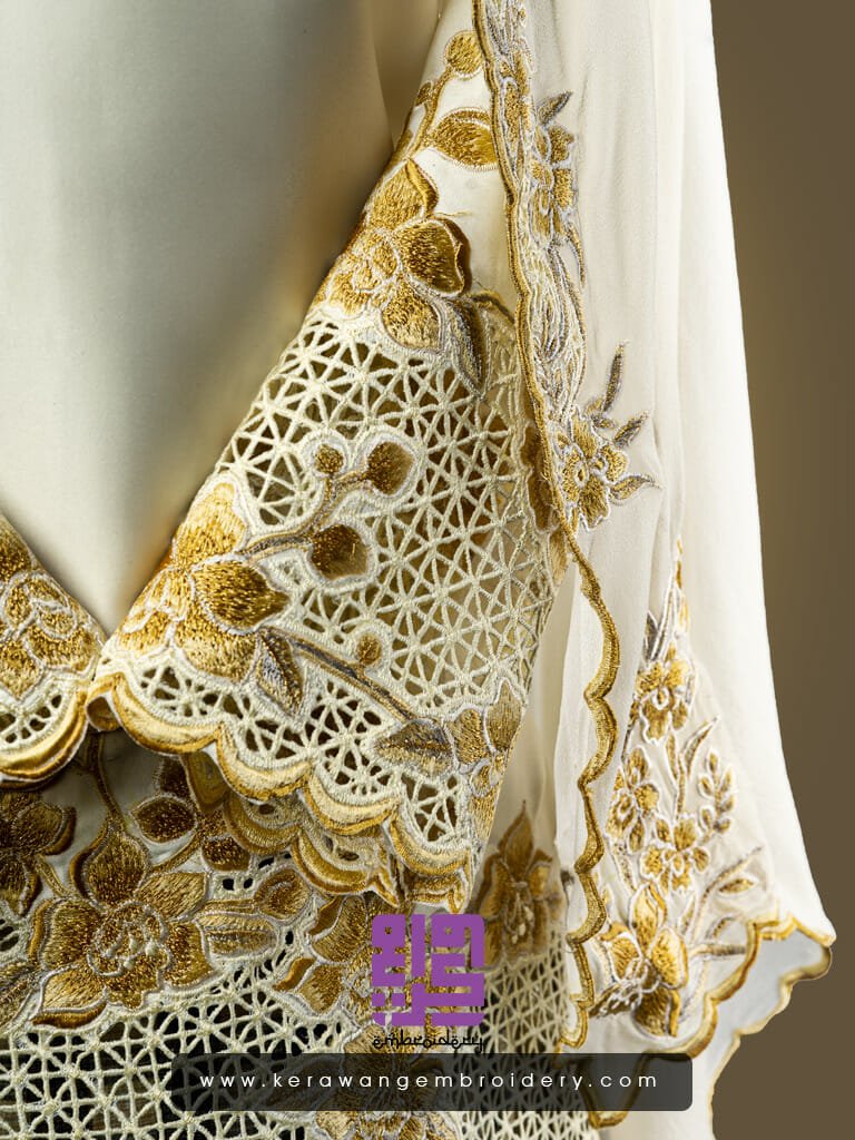 Tempahan Sulam Goyang Kerawang Untuk Baju Nikah Kurung Moden Kuala Lumpur