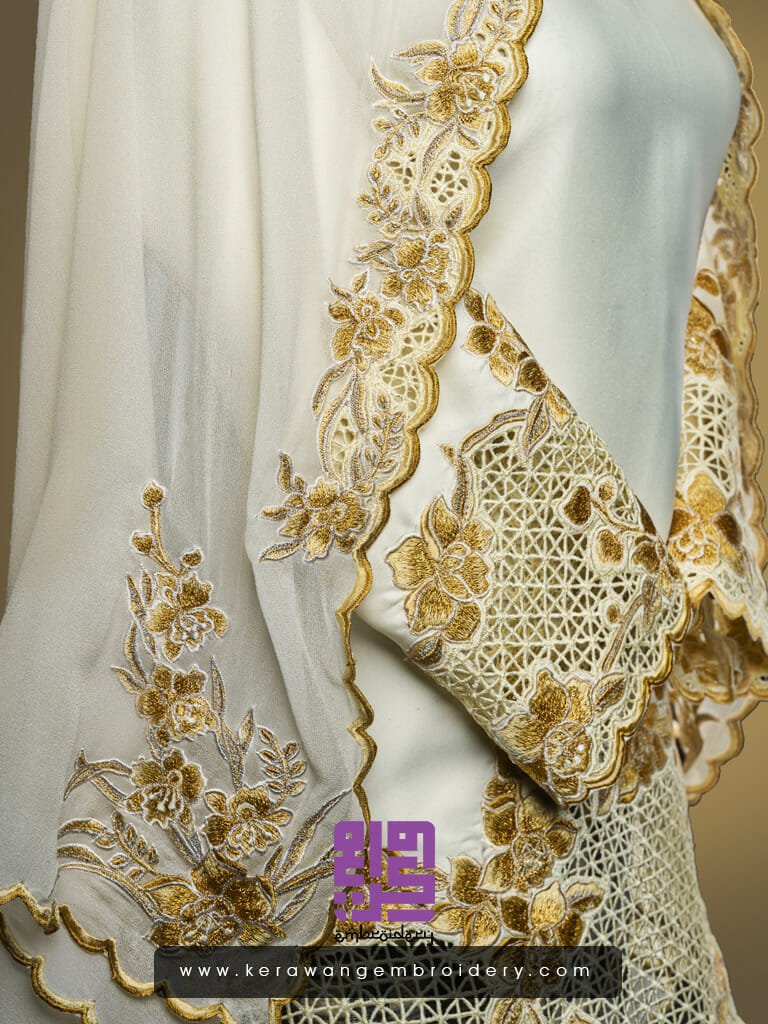 Tempahan Sulam Goyang Kerawang Untuk Baju Nikah Kurung Moden Kuala Lumpur