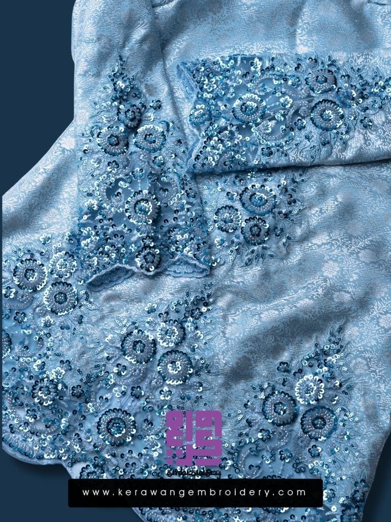 BAJU PENGANTIN KURUNG KEDAH SULAM LACE CORAK DAISY