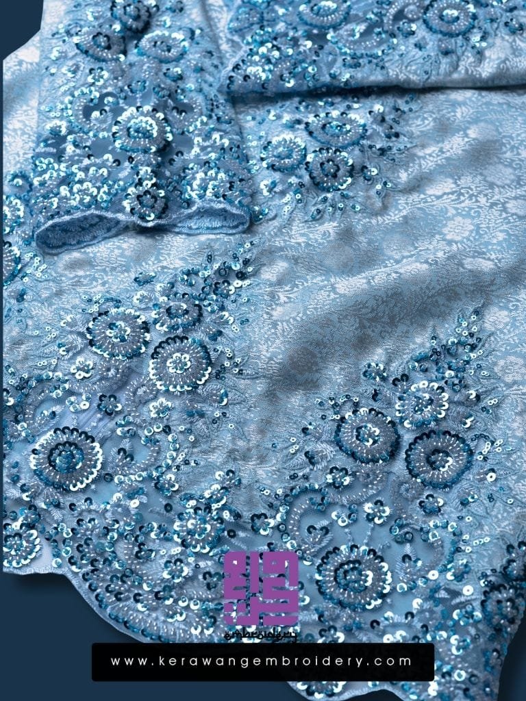 BAJU PENGANTIN KURUNG KEDAH SULAM LACE CORAK DAISY