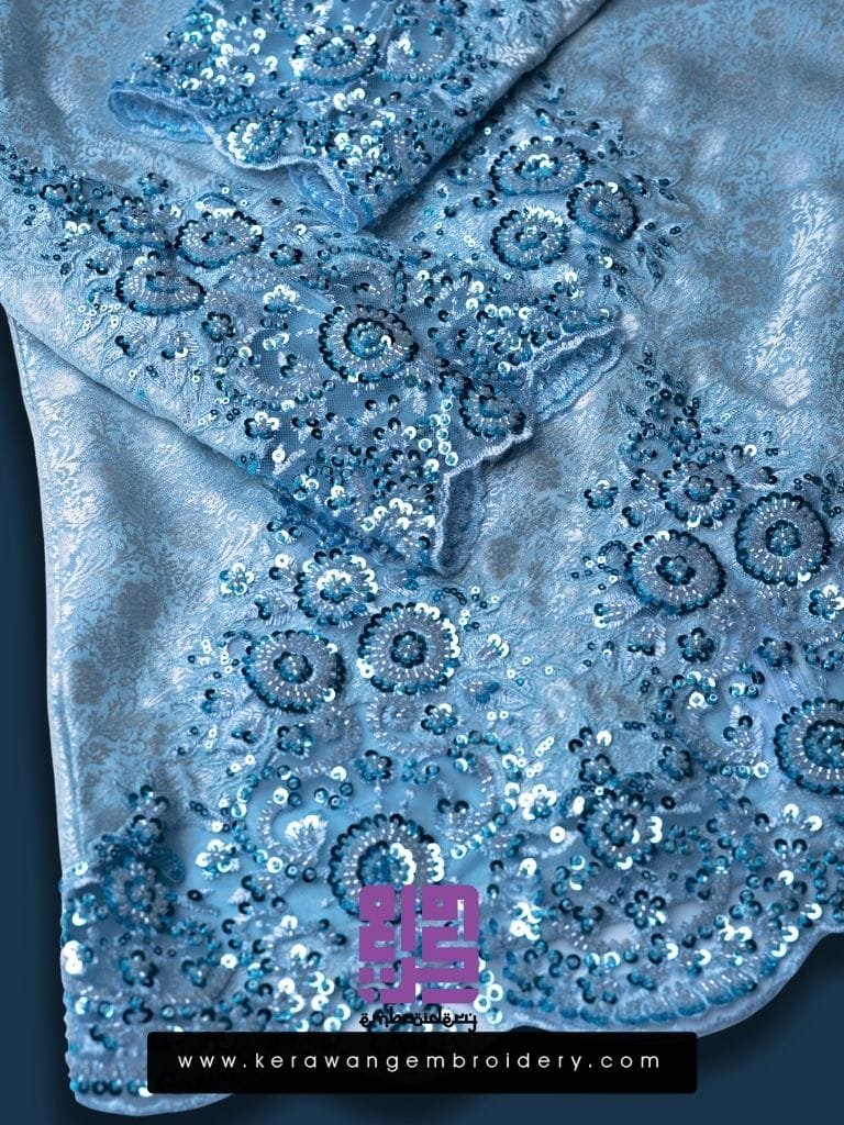 BAJU PENGANTIN KURUNG KEDAH SULAM LACE CORAK DAISY
