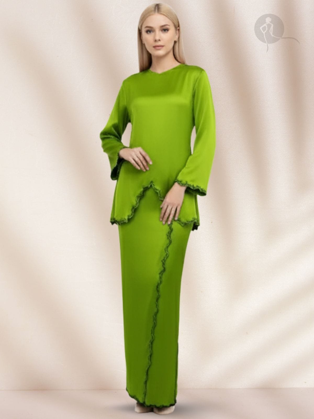 Baju Kurung Moden Pendek Sulam Biku